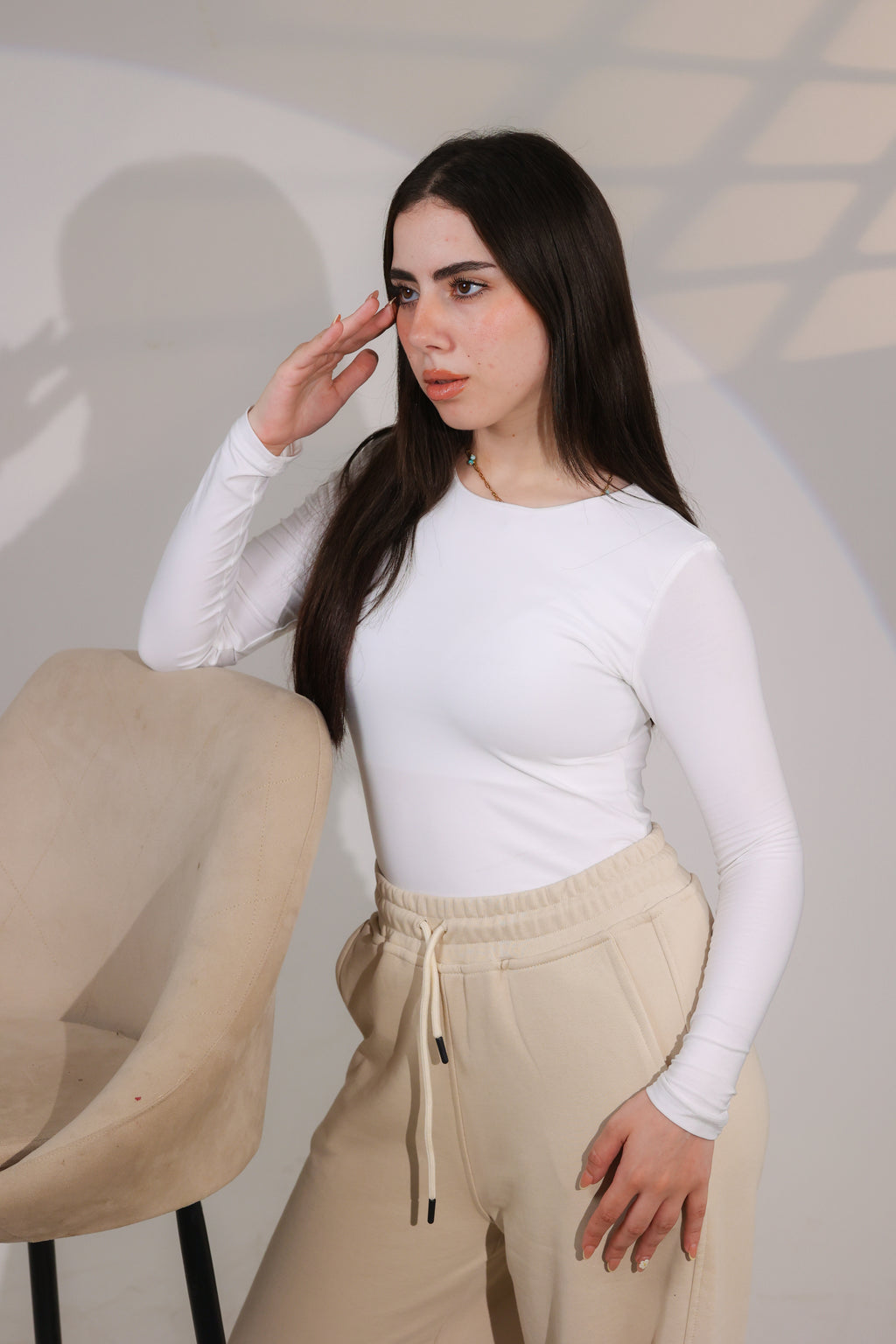 OTY Essential Ribbed LongSleeve Top-White